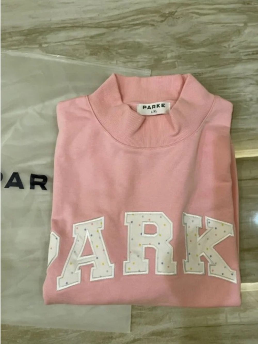 Parker Pink Logo Pullover Sweatshirt with Polka-Dot Trim